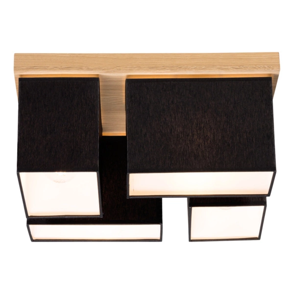 Paloma Ceiling Lamp 4xE27 Max.25W Oiled Oak/Black Fabric Shade 2454474