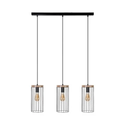 Timeo Pendant Lamp 3xE27 Max.60W Black/Oiled Oak/Black 19619304