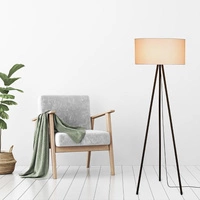 Verian Floor Lamp 1xE27 Max.40W Black Metal/Black PVC Cable/White Fabric Shade 197611004