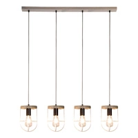 Lampa Wisząca Netuno 4xE27 Max.15W LED Witrażowa Sosna Szara/Czarny Metal/Czarny Kabel PCV/Srebrny Metal 1871759457