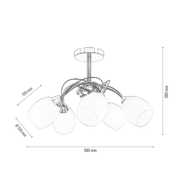 Lampa sufitowa Pisa 5xE27 Max.60W Chromowany metal/białe szkło 8280528