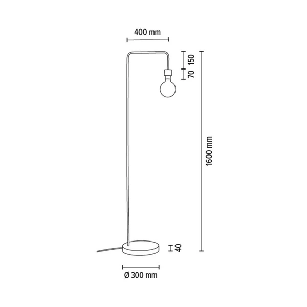 Lampa podłogowa Muriel 1xE27 maks. 60W Dąb olejowany/Czarny metal/Czarny kabel z tkaniny 7274974