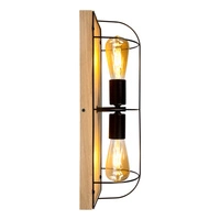 Netuno Wall/Ceiling Lamp 2xE27 Max.15W LED Oiled Oak/Black Metal 92043274