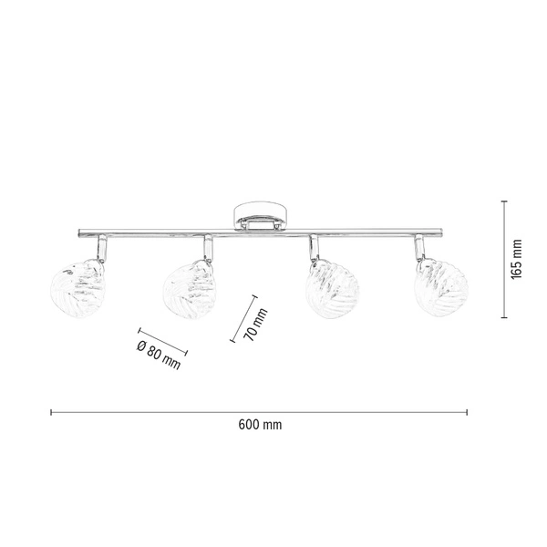 Wave Ceiling Lamp Incl. 4xG9 Max.28W Chrome Metal/Transparent Glass 2102428