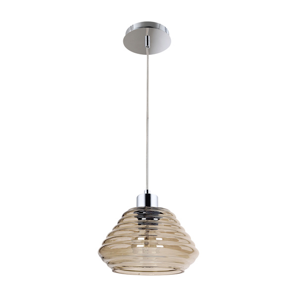 Bali Pendant Lamp 1xE27 Max.60W Chrome Metal/Transparent PVC Cable/Brown Glass