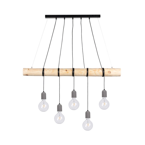 Trabo Concrete Pendant Lamp 5xE27 Max.60W Natural Pine/Black/Grey 69499504