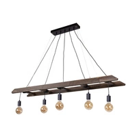 Eskalo Pendant Lamp 5xE27 Max.60W Stained Pine on Walnut/Black Metal/Black PVC Cable 7219556