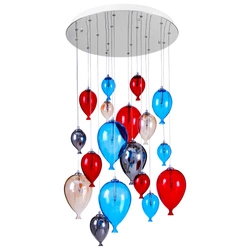 Balloon Pendant Lamp Incl. 18xG4 Max.20W Chrome Metal/Multicolor Glass 1791815