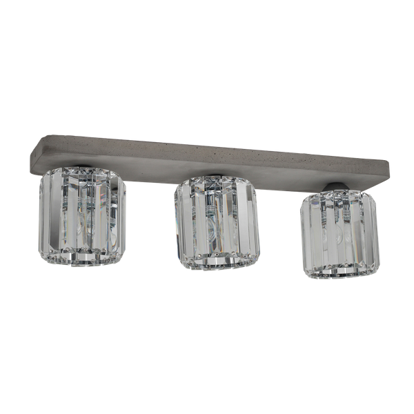 Lampa Sufitowa Glory 3xE27 Max.60W Szary Beton/Przezroczyste Szkło