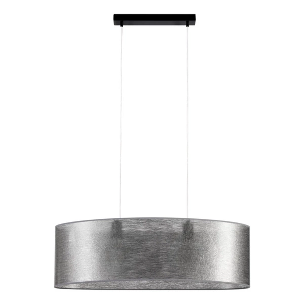 Nevoa Pendant Lamp 2xE27 Max.40W Black Metal/Transparent PVC Cable/Silver Fabric Shade 17930204