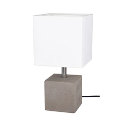 Strong Square Table Lamp 1xE27 Max.25W Gray Concrete/Black PVC Cable/White Fabric Shade 6191936