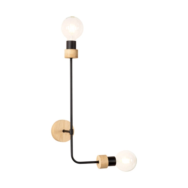 Montix Wall Lamp 2xE27 Max.40W Oiled Oak/Black Metal 9244274