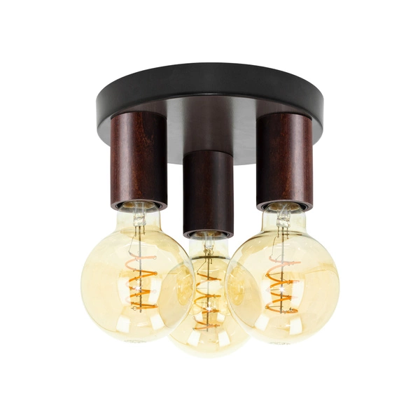 Notri Ceiling Lamp 3xE27 Max.15W LED Stained Pine on Walnut/Black Metal 4037618300000