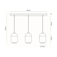 Lampa Wisząca Amaretto 3xE27 Max.60W Biały Metal/PVC/Szkło Biało-Przezroczyste 15800302