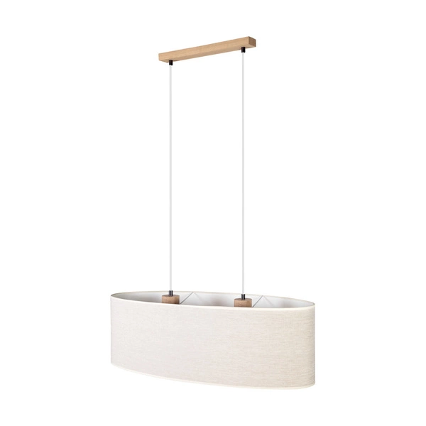 Boho Hanging Lamp 2xE27 Max.40W Oiled Oak/Transparent PVC/Beige 17910274