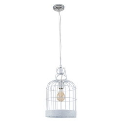 Lampa wisząca Cage 1xE27 maks. 60W chromowany metal/biały metal/przezroczysty kabel PVC