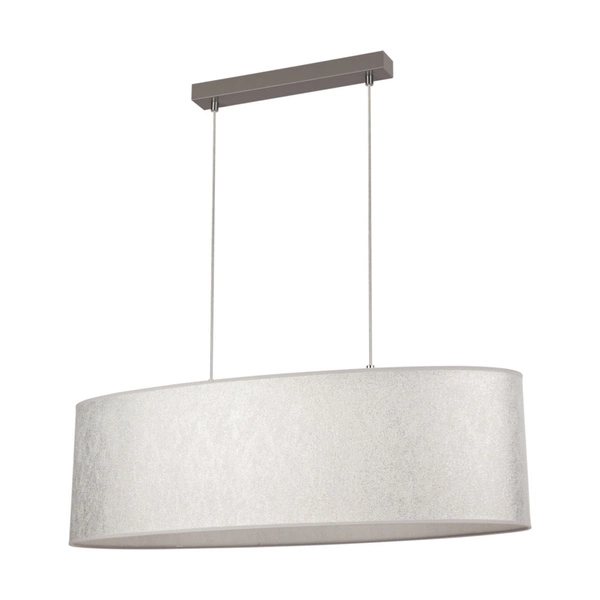 Prata Pendant Lamp 2xE27 Max.40W Gray Metal/Transparent PVC Cable/Silver Fabric Shade 957280427