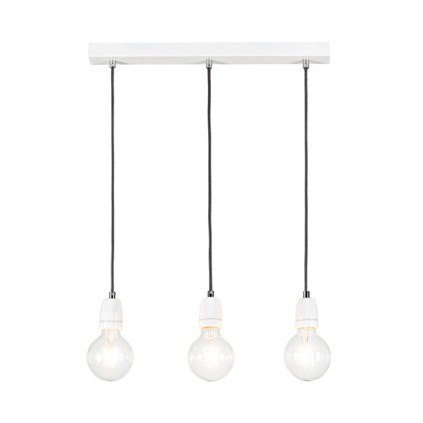 Porcia Pendant Lamp 3xE27 Max.60W White Metal/White Ceramics/Anthracite Fabric Cable 9181302