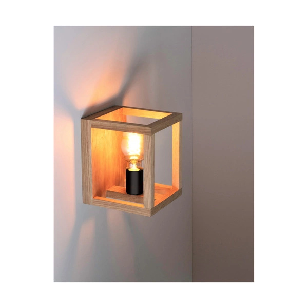 Kago Wall Lamp 1xE27 Max.40W Oiled Oak/Black Metal 9159174