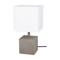 Strong Square Table Lamp 1xE27 Max.25W Gray Concrete/Black PVC Cable/White Fabric Shade 6191936