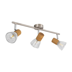 Tobi Ceiling Lamp 3x14 Max.40W Oiled Oak/Satin Metal/Transparent Glass