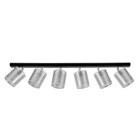 Nevoa Ceiling Lamp 6xE27 Max.25W Black Metal/Chrome Metal/Silver Fabric Shade 56794604