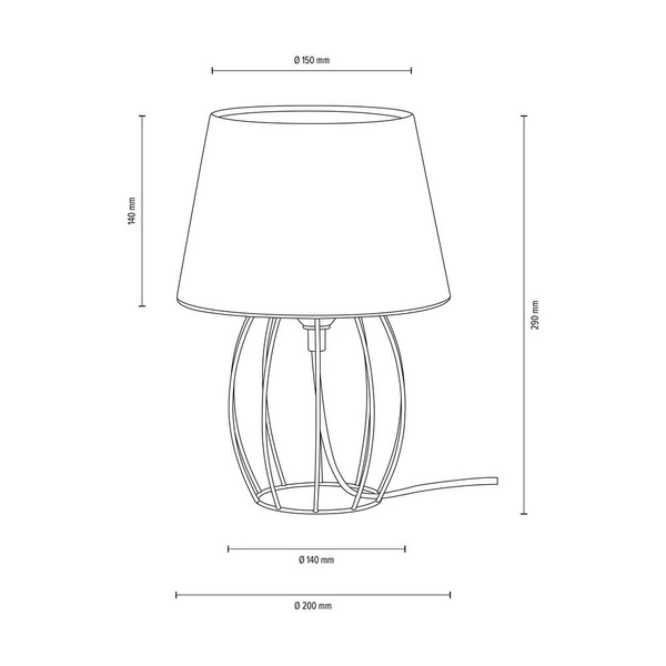 Merano Table Lamp 1xE27 Max.25W Black Metal/Black PVC Cable/Black Fabric Shade 7564104