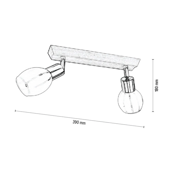 Tessa Ceiling Lamp 2xE14 Max.40W Birch Wood/Satin Metal/White-Transparent Glass 2026018320992