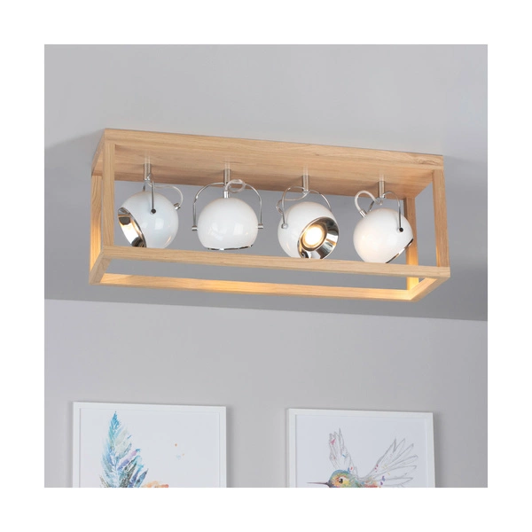 Roy Ceiling Lamp Incl.4xLED GU10 5W Oiled Oak/White Metal 5222474L