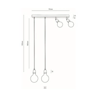 Porcia Ceiling Lamp 4xE27 Max.25W Black Metal/Gold Metal/Black Ceramics/Black Fabric Cable 81279404