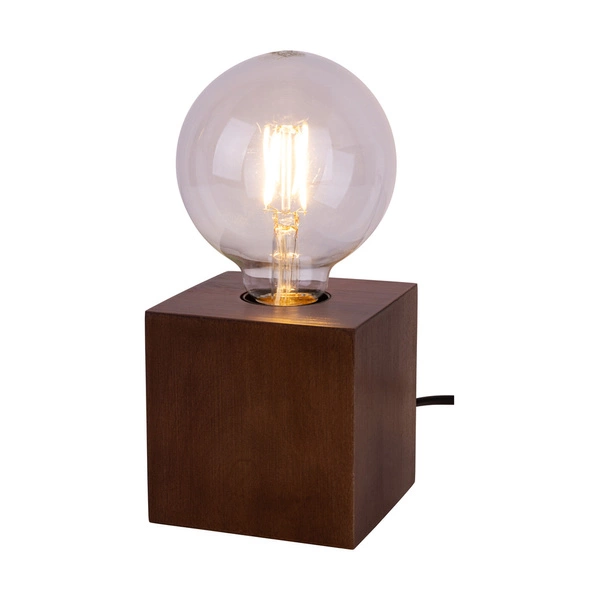 Trongo Square Table Lamp 1xE27 Max.25W Walnut Beech Wood/Black PVC Cable 7179176