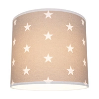 Lampshade Cylinder E27 H20 Gray-White Fabric with stars pattern A1324