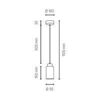 Bosco Pendant Lamp 1xE27 Max.60W Walnut/Transparent/White 1720176