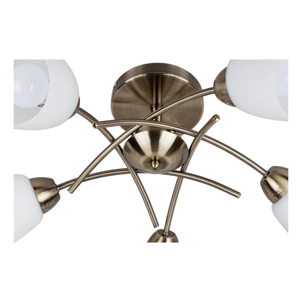 Viletta Ceiling Lamp 5xE27 Max.60W Patina Metal/White Glass 8141511