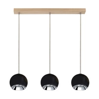 Ball Wood Pendant Lamp Incl. 3xLED GU10 5W Oiled Oak/Black Metal 5143374