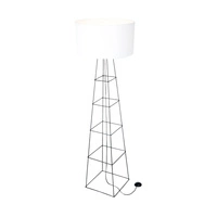 Tiphany Floor Lamp 1xE27 Max.60W Black Metal/Black PVC Cable/White Fabric Shade 8742104