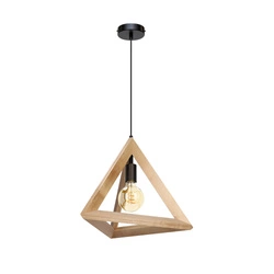 Trigonon Pendant Lamp 1xE27 Max.60W Birch Wood/Black Metal/Black PVC Cable 1204160