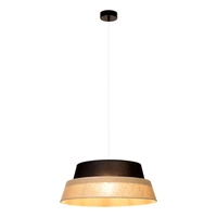 Jute Pendant Lamp 1xE27 Max.60W Black Metal/Transparent PVC Cable/Black Fabric with Beige Jute Shade 150150104