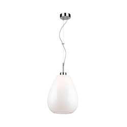 Piro Pendant Lamp 1xE27 Max.60W Chrome Metal/Transparent PVC Cable/White Glass