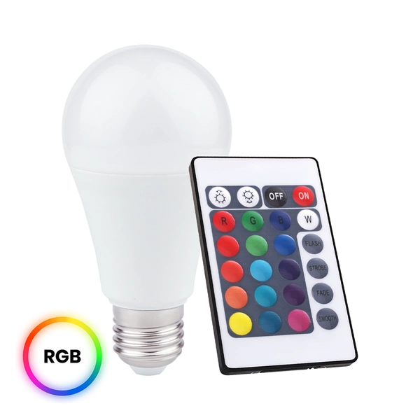 Żarówka multikolor  LED 10W A60 E27 RGB + Pilot