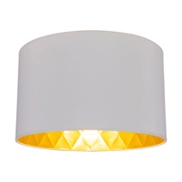 Lampshade Cylinder E27 H30 White Fabric with gold foil A0736