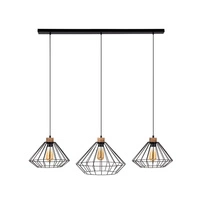 Lampa wisząca Raquelle 3xE27 maks. 60W Dąb olejowany/Czarny metal/Czarny kabel PCV 187319304