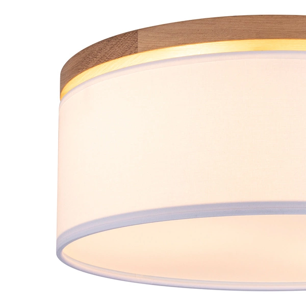 Lampa sufitowa Josefina w zestawie 1xLED Zintegrowany 1650lm 2700K 18W Barwiona Sosna Brązowo-Biały Klosz z tkaniny 4015111010746