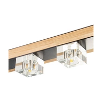 Berko Ceiling Lamp Incl. 4xG4 2,5W Oiled Oak/Black Metal/White-Transparent Glass 4047405100000