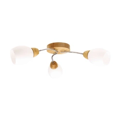 Santa Ceiling Lamp 3xE27 Max.60W Birch Wood/Chrome Metal/White Glass 8552360