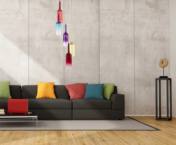 Bottle Pendant Lamp Incl. 1xLED Integrated 285lm 3000K 3W Chrome Metal/Transparent PVC Cable/Purple Glass 1185114