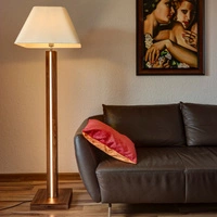 Quad Floor Lamp 1xE27 Max.60W 2xLED 24V Integrated 3350lm 3000K 36W Walnut Beech Wood/Black Fabric Cable/White Fabric Shade 6451976