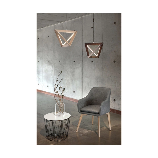 Trigonon Pendant Lamp 1xLED 24V Integrated 2500lm 3000K 27W Walnut Beech Wood/Black Fabric Cable 1209976