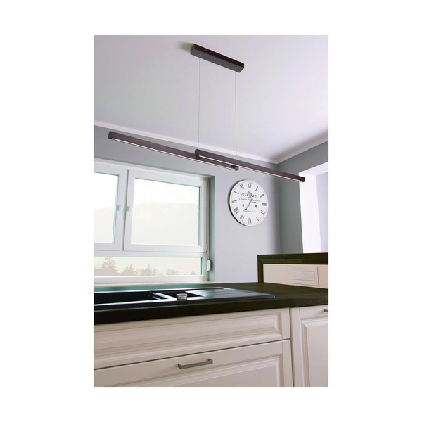 Smal Double Pendant Lamp 2xLED 24V Integrated 2660lm 3000K 28,5W Walnut Beech Wood/Transparent PVC Cable with Touch Dimmer 1529676