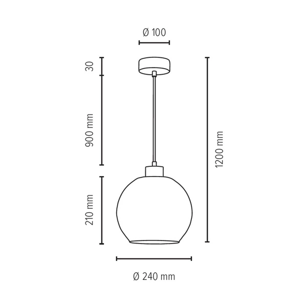 Svea Pendant Lamp 1xE27 Max.60W Walnut Beech Wood/Transparent Glass/Transparent PVC Cable 13560176